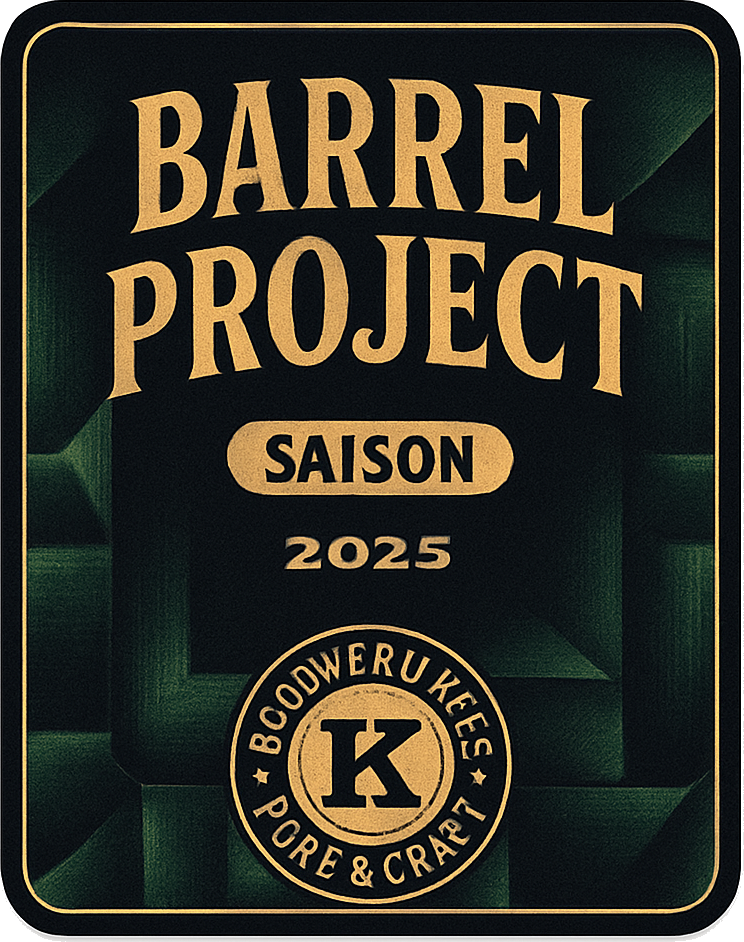 Etiket van Kees Barrel Project 2025 Dark Saison aged in Brandy Barrels