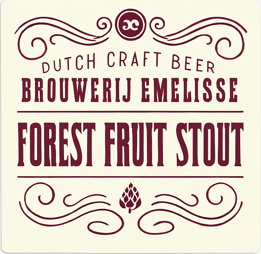 Etiket van Emelisse Forest Fruit Stout