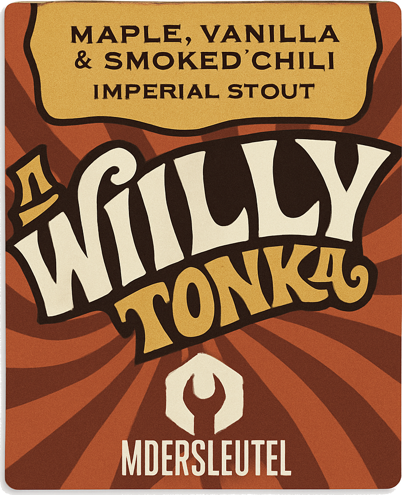 Etiket van Moersleutel Willy Tonka Maple, Vanilla & Smoked Chilli