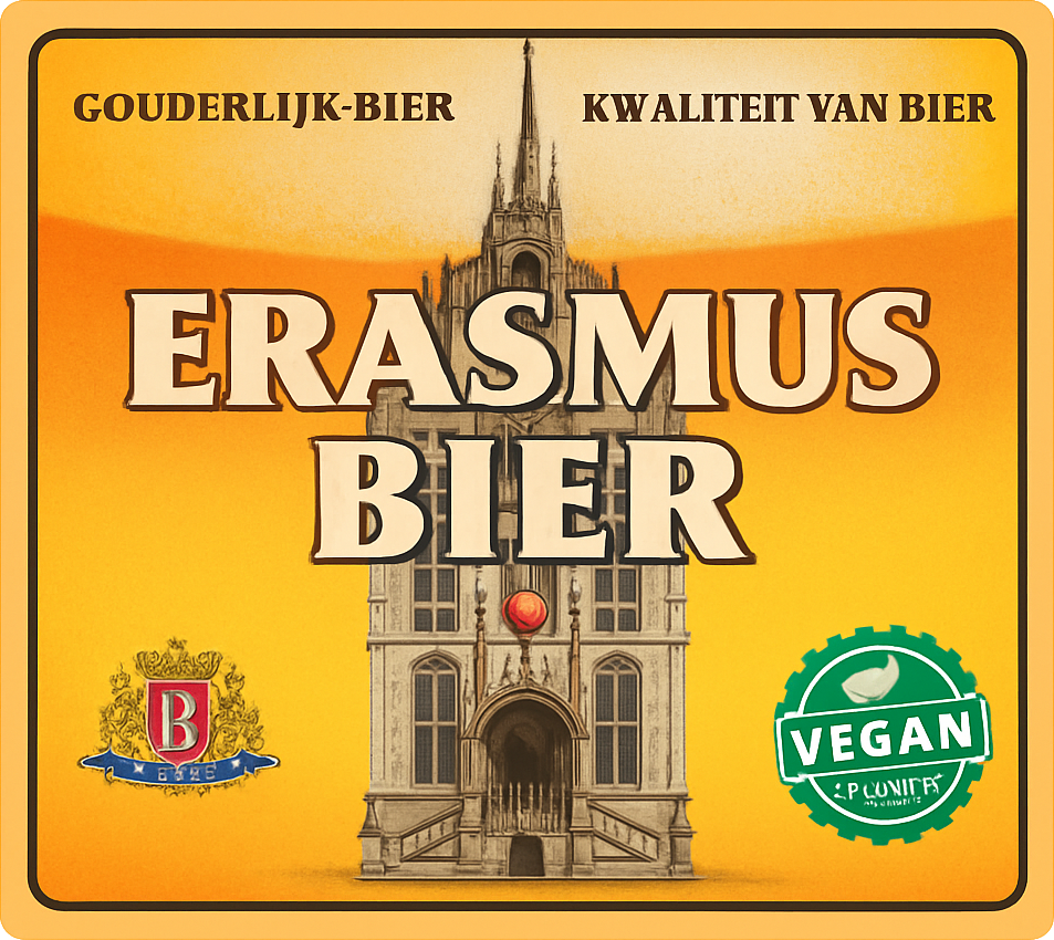 Etiket van Goudsche Leeuw Erasmus Bier