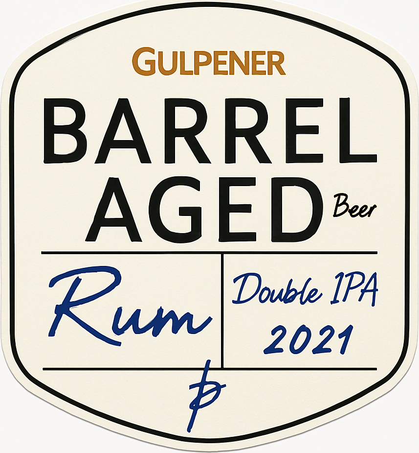 Etiket van Gulpener Double IPA Rum Barrel Aged