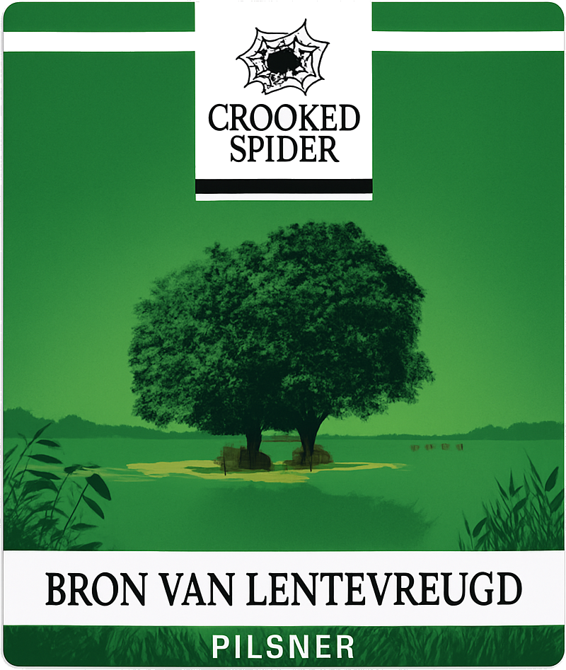 Etiket van Crooked Spider Bron van Lentevreugd