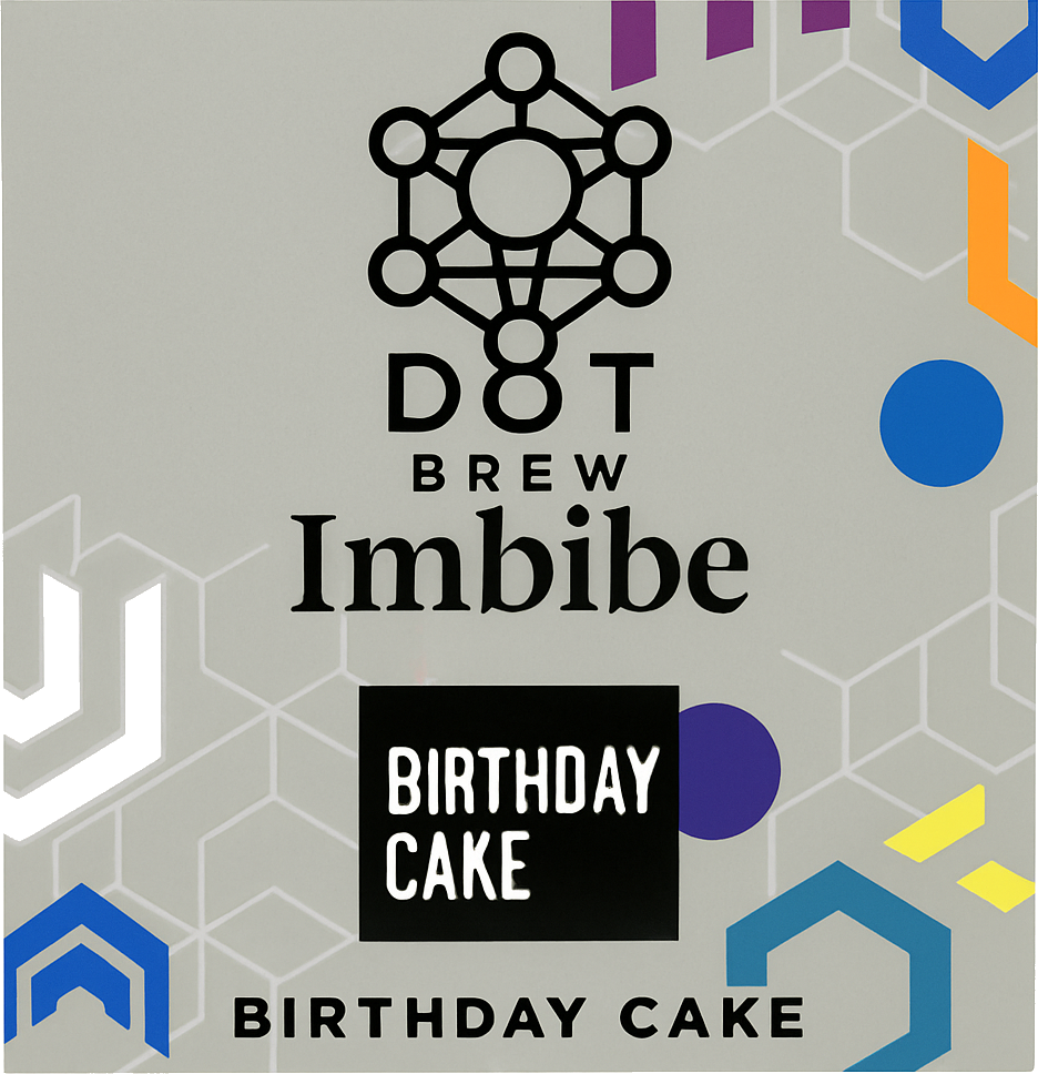 Etiket van Dot Brew Birthday Cake 2021
