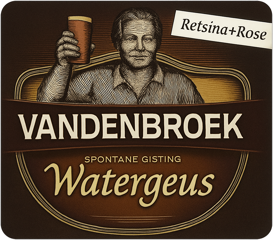 Etiket van Vandenbroek Watergeus Retsina + Rosemary