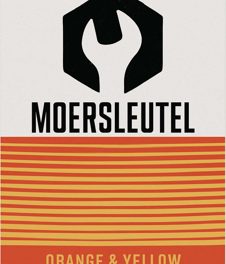 Etiket van Moersleutel  Streepjescode Oranje & Geel