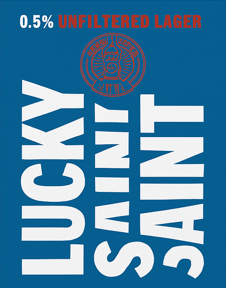 Etiket van Lucky Saint Unfiltered Lager