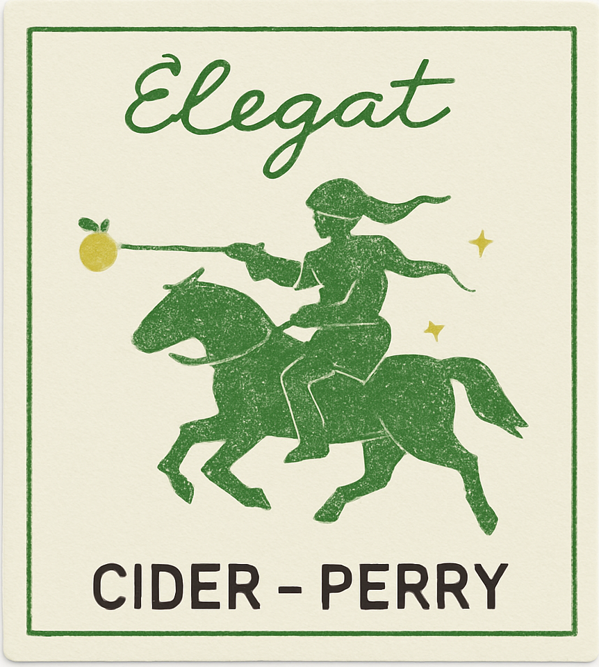 Etiket van Elegast Perry perencider