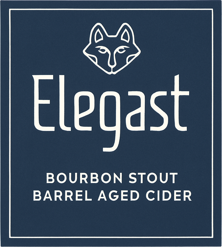 Etiket van Elegast Bourbon Stout Barrel Aged Cider