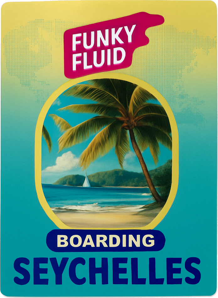 Etiket van Funky Fluid Boarding Seychelles