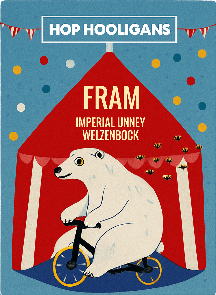 Etiket van Hop Hooligans - Fram - Imperial Honey Weizenbock