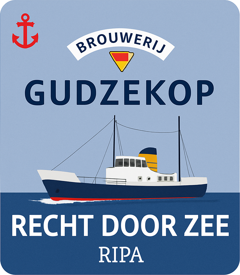 Etiket van Gudzekop Recht door Zee