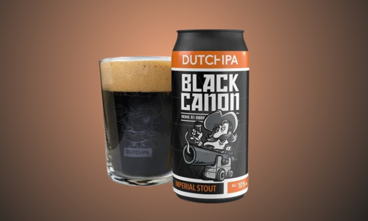 Dutch IPA Black Canon blikje en glas Dutch IPA Black Canon blikje en glas