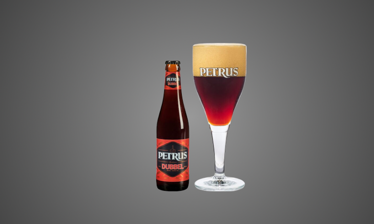 Petrus Dubbel flesje en glas