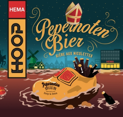 Pepernotenbier van Hoop & HEMA logo