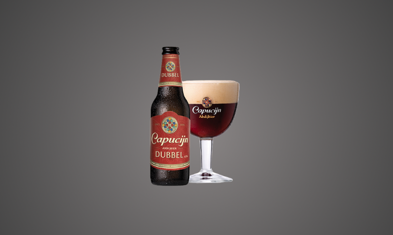 Budels Capucijn Dubbel fles en glas