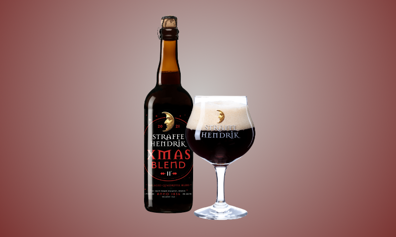 Straffe Hendrik Xmas Blend fles en glas