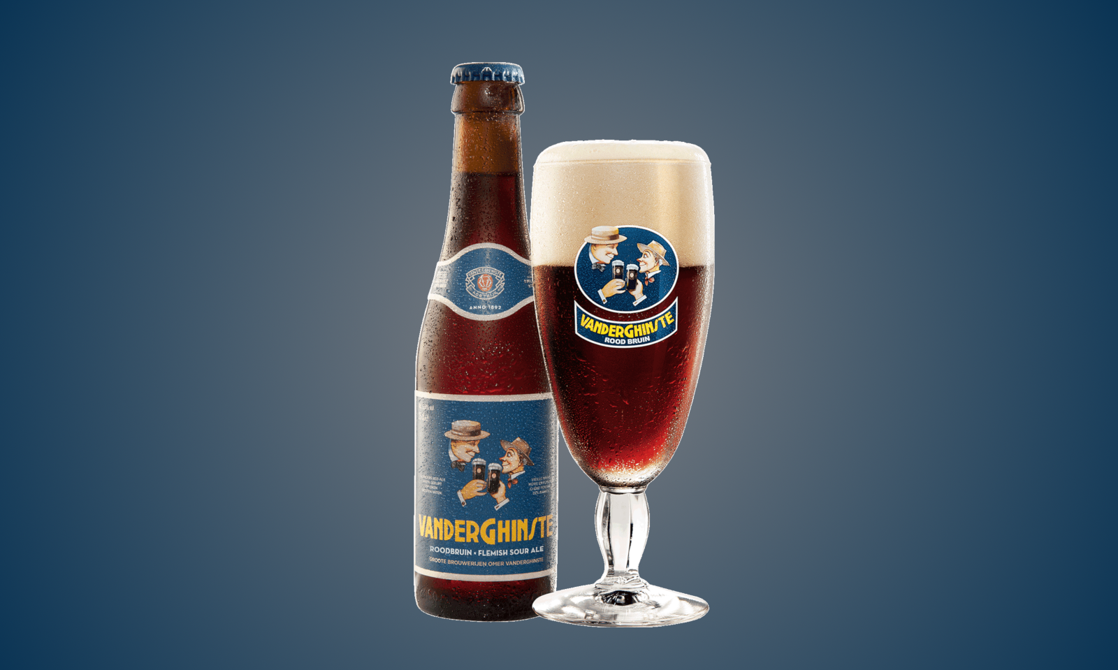 VanderGhinste Roodbruin flesje en glas VanderGhinste Roodbruin flesje en glas