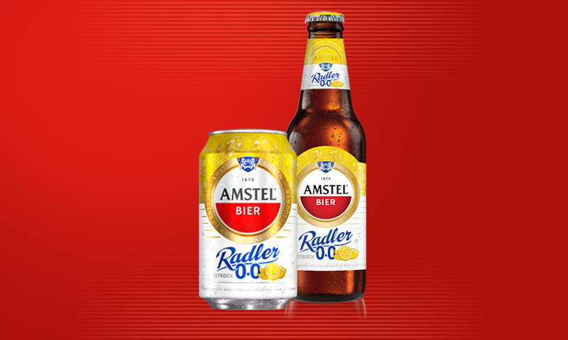 Amstel Radler 0.0 flesje en blikje Amstel Radler 0.0 flesje en blikje