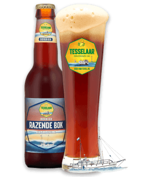 razende bok fles en glas