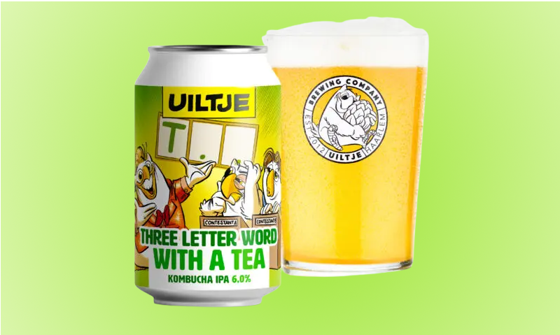 Three letter word with a tea Blikje en glas