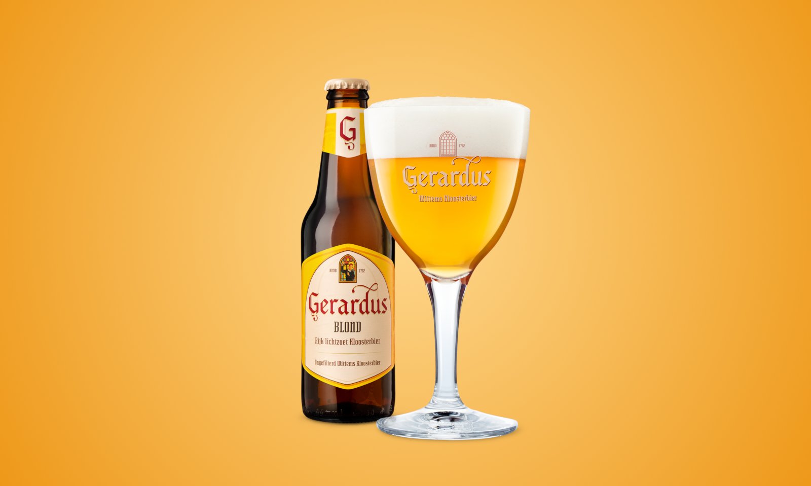Gerardus Blond flesje en glas Gerardus Blond flesje en glas