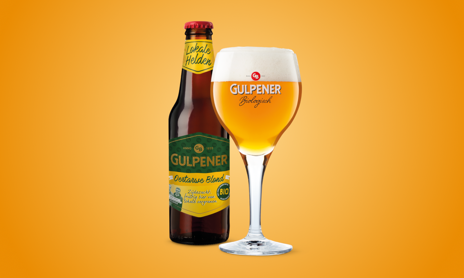 Gulpener Oertarwe Blond flesje en glas Gulpener Oertarwe Blond flesje en glas