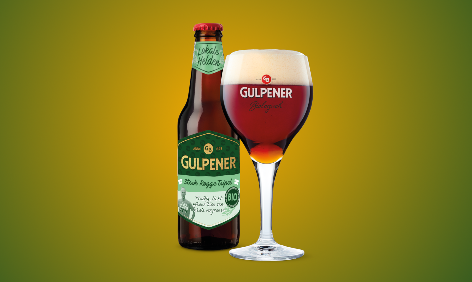 Gulpener Sterk Rogge Tripel flesje en glas Gulpener Sterk Rogge Tripel flesje en glas