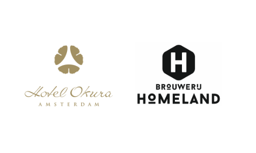Hotel Okura Amsterdam en Brouwerij Homeland logo
