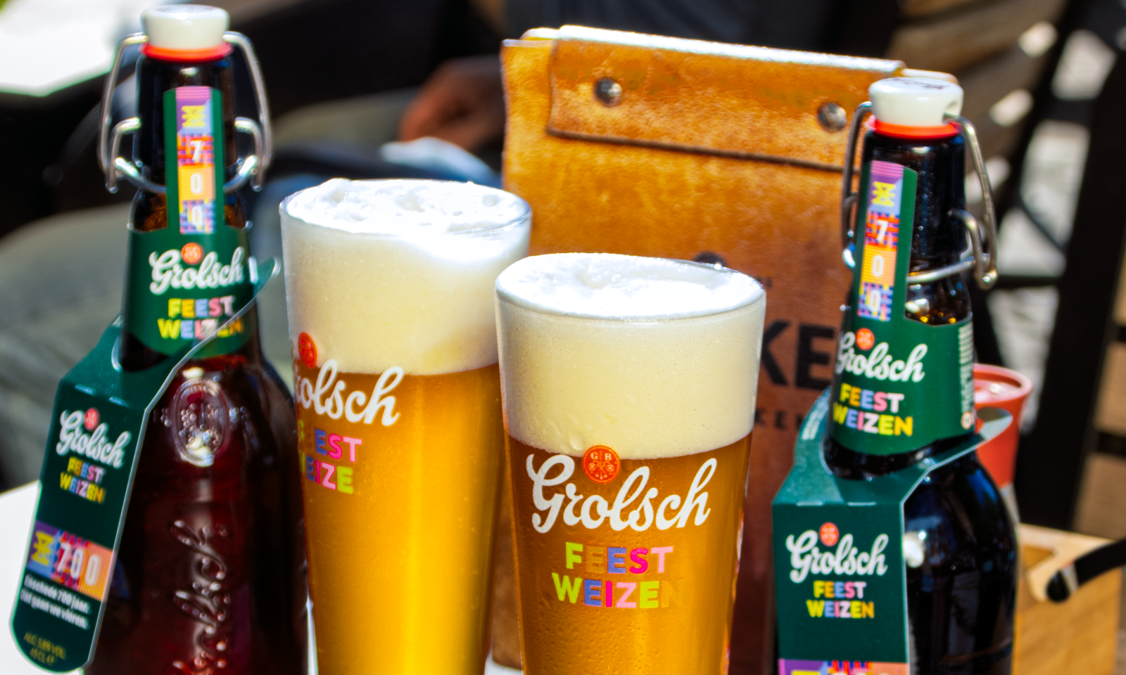 Grolsch Feestweizen glazen en beugelflessen