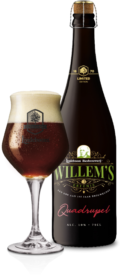 jubileumbier van Lindeboom uit 2025: fles en glas