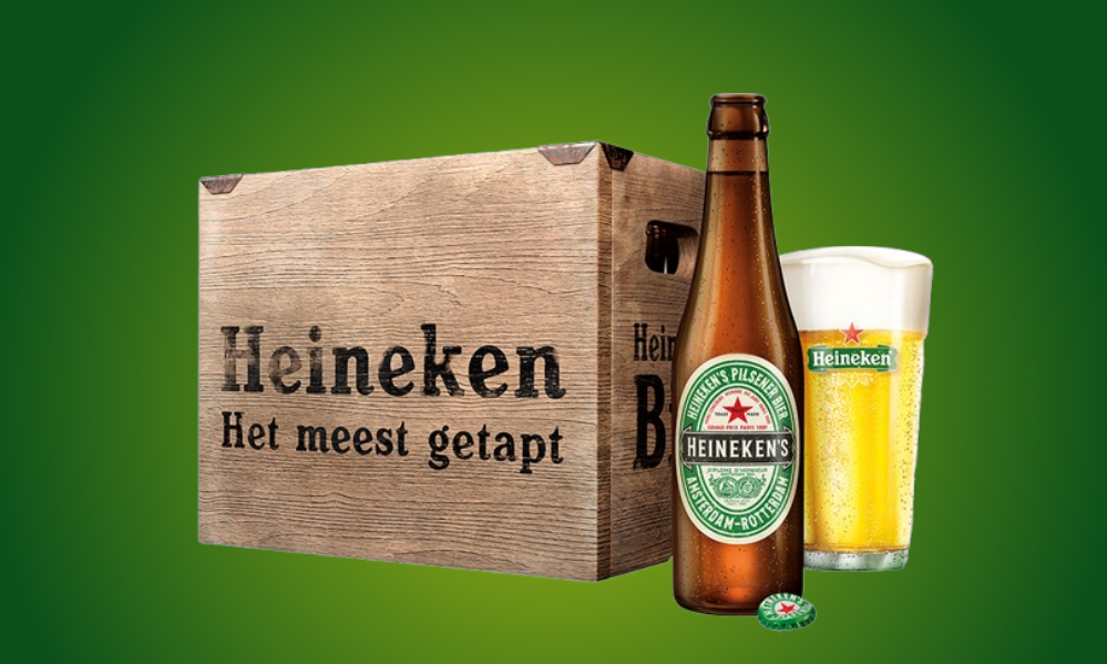 Houten Heineken krat met bruine fles: limited edition