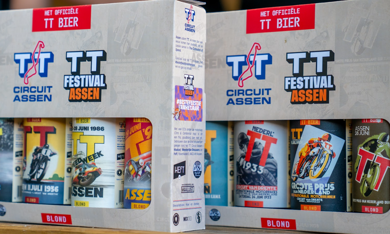 Bierpakket met TT Bier met historische motorsportafbeeldingen