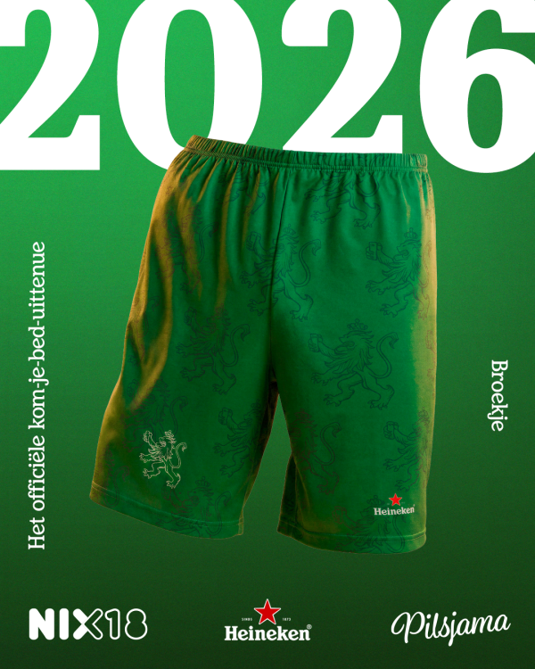 Groene korte broek met leeuwenmotief en Heineken-logo, WK 2026.