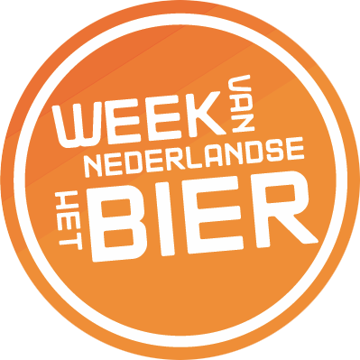 Oranje logo van de Week van het Nederlandse Bier met witte tekst.
