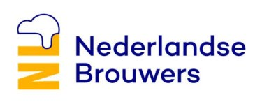 Logo van Nederlandse Brouwers met blauw woordmerk en geel-blauw pictogram.