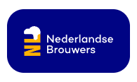 Logo van Nederlandse Brouwers met blauwe huisstijl en slogan voor Nederlandse bierbrouwers.