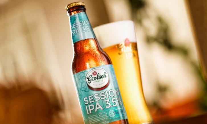 Grolsch Session IPA flesje en glas Grolsch Session IPA flesje en glas