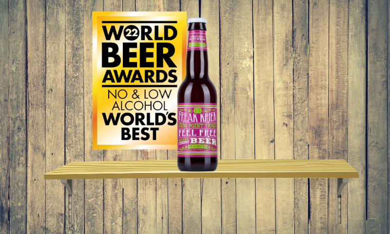 Beste alcoholarme bier ter wereld van Flying Dutchman World Beer Awards stempel voor beste alcoholarme bier en het bier dat won van Flying Dutchman