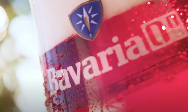 Bavaria 0.0% fruity rose closeup van het glas