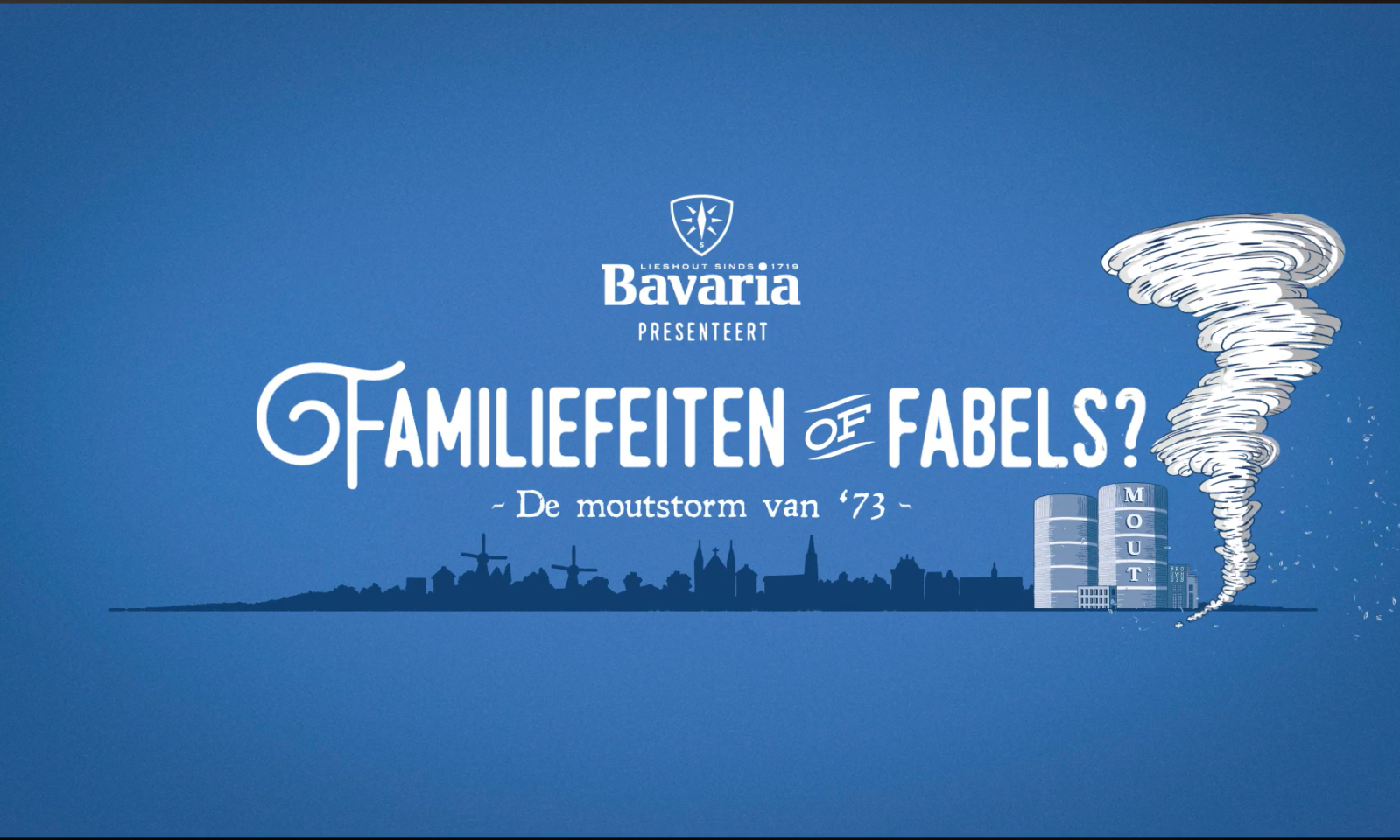 Blauwe achtergrond met Bavaria logo, tekst 