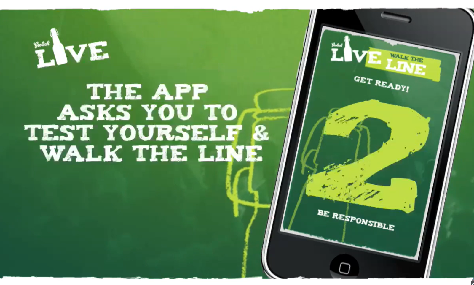 Groene afbeelding met een telefoon waarop een app aangekondigd wordt.