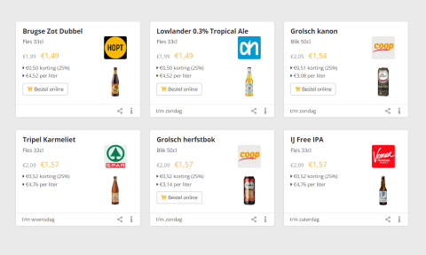 bierprijzen bij verschillende winkels