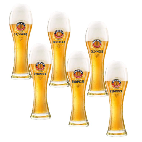 6 Erdinger halveliterglazen