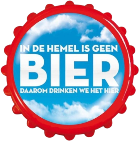Magneet flesopener - In de hemel is geen bier daarom drinken we het hier Magneet flesopener - In de hemel is geen bier daarom drinken we het hier