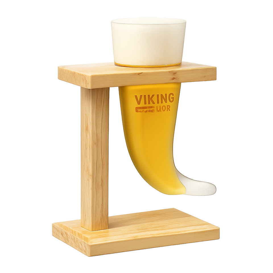 Drinkhoorn voor bier in Vikingstijl met houder