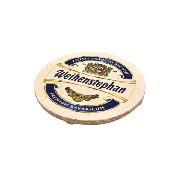 Rond bierviltje van Weihenstephaner met het wapen van de brouwerij.