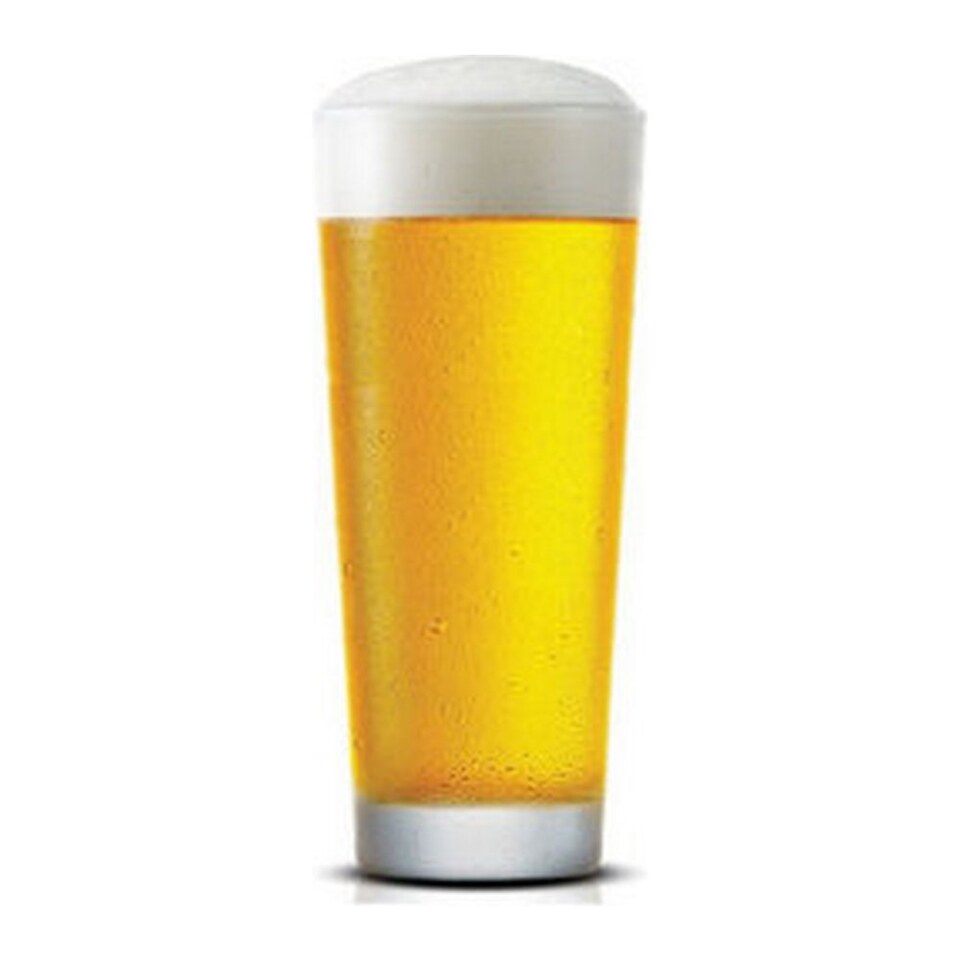 Stapelbaar amsterdammer bierglas van 34 cl gevuld met pils met schuimkraag.