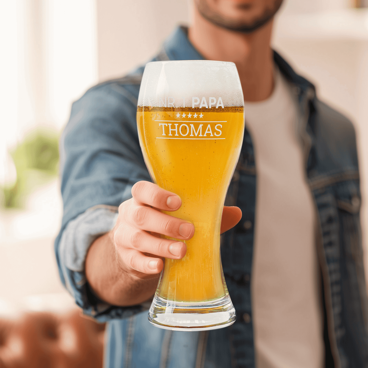 Weizen bierglas met gravure