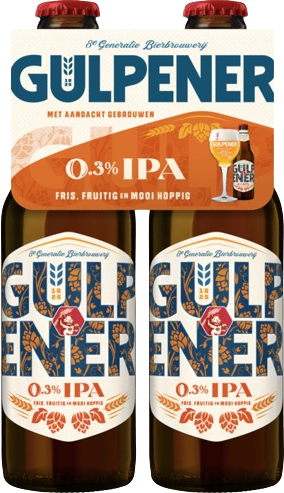 Gulpener IPA 0,3% 4-pack met flesjes van 30cl Gulpener IPA 0,3% 4-pack met flesjes van 30cl