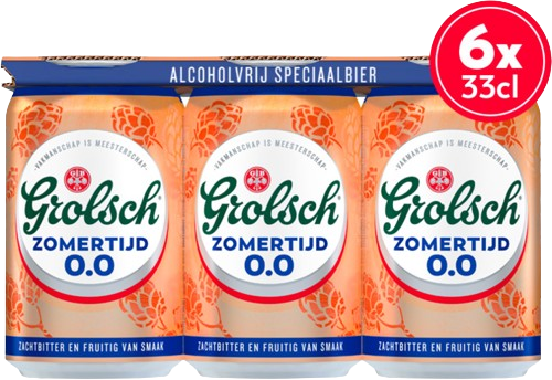 Grolsch Zomertijd 0.0% sixpack met blikjes van 33cl Grolsch Zomertijd 0.0% sixpack met blikjes van 33cl